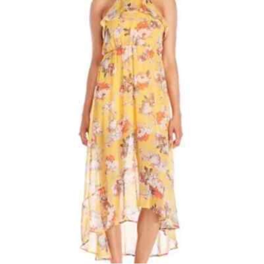 As U Wish Yellow Floral Ruffle‎ Midi/Maxi Dress Size Medium